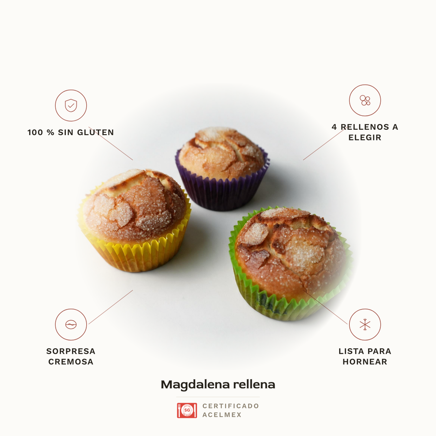 Magdalena rellena sin gluten · Pan-Filio
