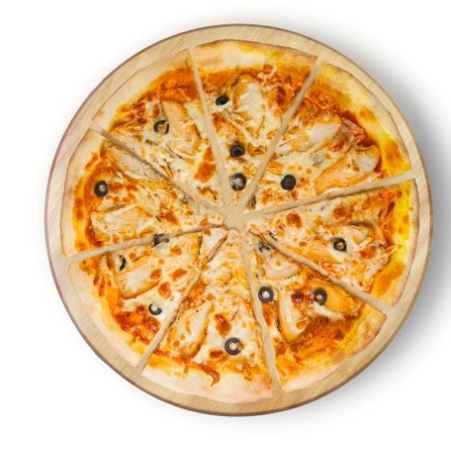 Pizza de pollo con aceitunas